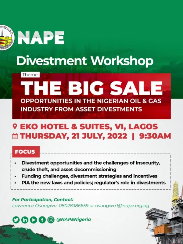 NAPE Holds Divestment Workshop on Opportunities in Nigerian Oil & Gas Industry from Asset Divestments