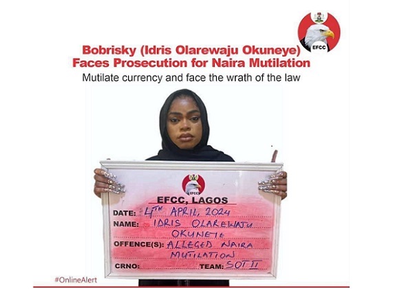 EFCC Arrests Bobrisky for Currency Mutilation