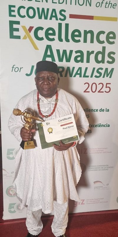 Ejime Wins ECOWAS Maiden Journalist Excellence Award